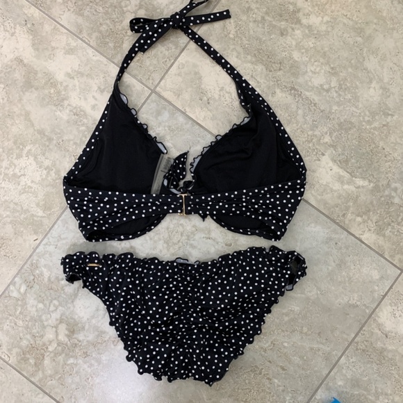 Victoria's Secret Polka Dot Bikini Black & White Top Size 36DDD Bottom Size L - Picture 6 of 14